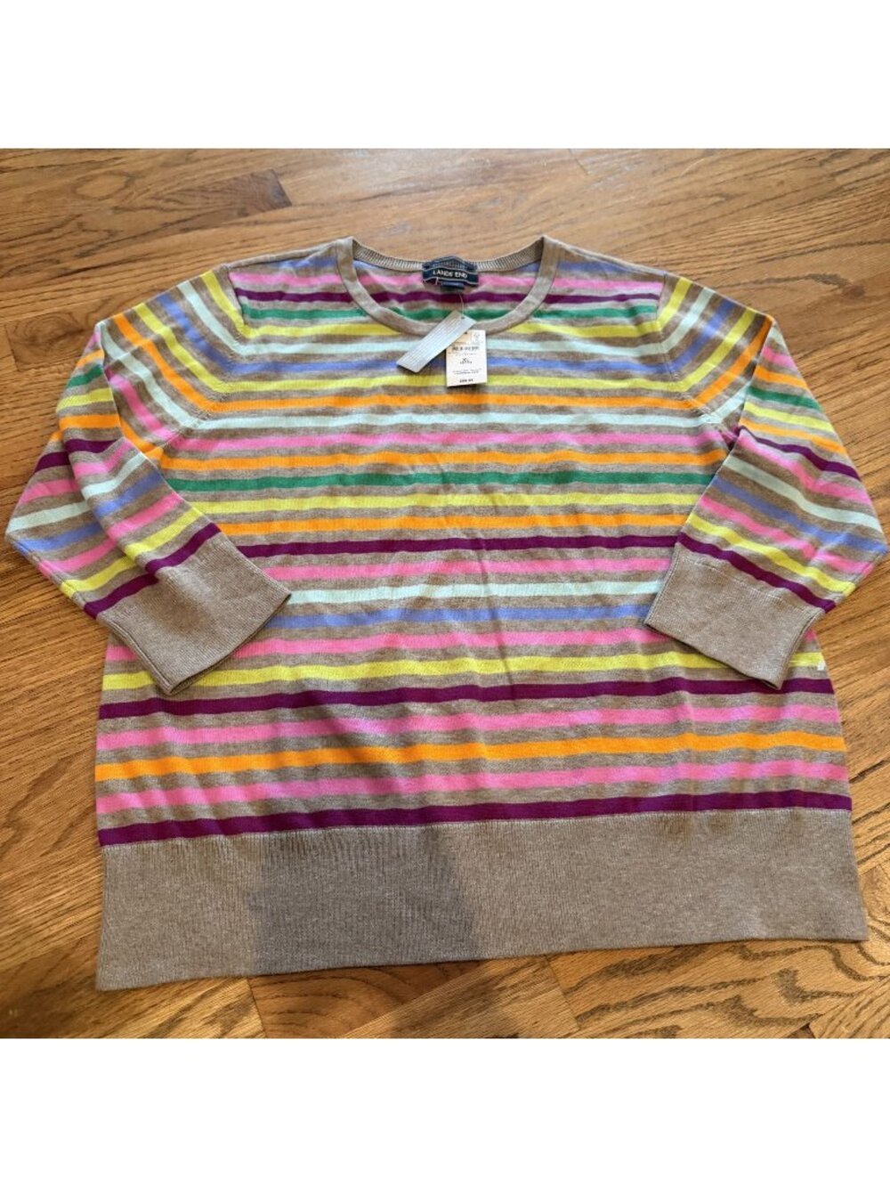 LANDS END SUPIMA COTTON SWEATER SHIRT 3/4 SLEEVE NEW XL PETITE